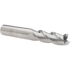 Accupro - 3/4", 2-1/4" LOC, 3/4" Shank Diam, 5" OAL, 3 Flute, Solid Carbide Square End Mill - Single End, Uncoated, Spiral Flute, 40° Helix, Centercutting, Right Hand Cut, Right Hand Flute - USA Tool & Supply
