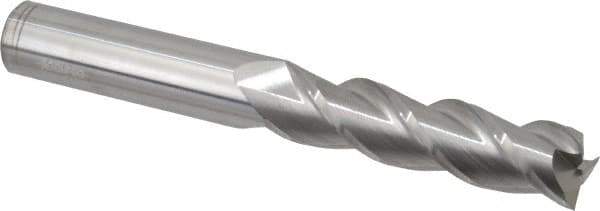 Accupro - 3/4", 3" LOC, 3/4" Shank Diam, 6" OAL, 3 Flute, Solid Carbide Square End Mill - Single End, Uncoated, Spiral Flute, 40° Helix, Centercutting, Right Hand Cut, Right Hand Flute - USA Tool & Supply