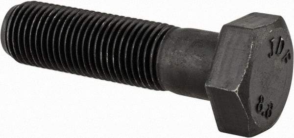 Value Collection - M12x1.25mm Metric Fine, 45mm Length Under Head Hex Head Cap Screw - Partially Threaded, Grade 8.8 Steel, Uncoated, 19mm Hex - USA Tool & Supply