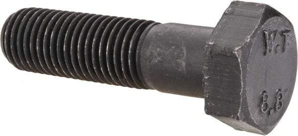 Value Collection - M12x1.50mm Metric Fine, 45mm Length Under Head Hex Head Cap Screw - Partially Threaded, Grade 8.8 Steel, Uncoated, 19mm Hex - USA Tool & Supply