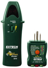 Extech - 110 to 125 VAC, 47 to 63 Hz, LED Display Circuit Breaker Finder - 9 Volt, Includes Battery, GFCI Transmitter, Receiver - USA Tool & Supply