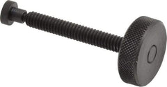 Gibraltar - 1/4-20 Knurled Shoulderless Swivel Pad Tip Grade C-12L14 Steel Thumb Screw - 2.4" OAL, 1" Head Diam x 5/16" Head Height, Black Oxide Finish - USA Tool & Supply