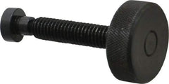 Gibraltar - 3/8-16 Knurled Shoulderless Swivel Pad Tip Grade C-12L14 Steel Thumb Screw - 2.55" OAL, 1-1/4" Head Diam x 7/16" Head Height, Black Oxide Finish - USA Tool & Supply