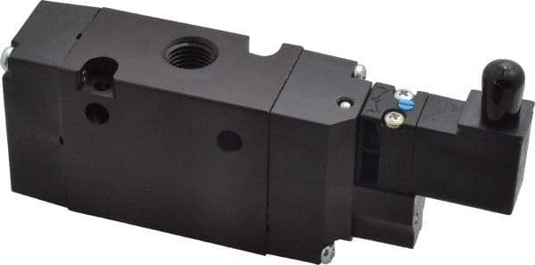 Parker - 1/4", 3-Way Body Ported Stacking Solenoid Valve - 24 VDC, 1.4 CV Rate, Air Return, 2.4" High x 5.29" Long - USA Tool & Supply