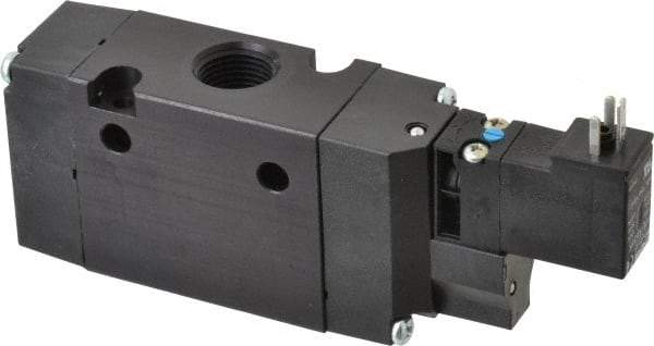 Parker - 3/8", 3-Way Body Ported Stacking Solenoid Valve - 120 VAC, 1.4 CV Rate, Air Return, 2.4" High x 5.29" Long - USA Tool & Supply