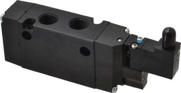 Parker - 3/8", 4-Way Body Ported Stacking Solenoid Valve - 24 VDC, 1.4 CV Rate, 2.4" High x 5.78" Long - USA Tool & Supply