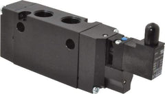 Parker - 3/8", 4-Way Body Ported Stacking Solenoid Valve - 120 VAC, 1.4 CV Rate, Air Return, 2.4" High x 5.78" Long - USA Tool & Supply