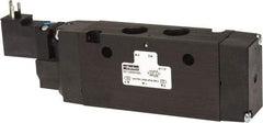 Parker - 3/8", 4-Way Body Ported Stacking Solenoid Valve - 24 VDC, 2.7 CV Rate, Air Return, 2.4" High x 6.67" Long - USA Tool & Supply