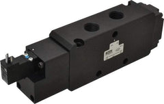 Parker - 1/2", 4-Way Body Ported Stacking Solenoid Valve - 120 VAC, 5.9 CV Rate, Air Return, 2.95" High x 9.13" Long - USA Tool & Supply