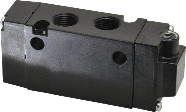 Parker - 3/8", 4-Way Body Ported Stacking Solenoid Valve - 1.4 CV Rate, Air Return, 1.89" High x 4.37" Long - USA Tool & Supply