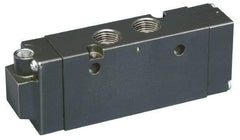 Parker - 1/2", 4-Way Body Ported Stacking Solenoid Valve - 5.9 CV Rate, Air Return, 2.68" High x 7.79" Long - USA Tool & Supply