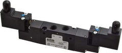 Parker - 1/8", 4-Way Body Ported Stacking Solenoid Valve - 24 VDC, 0.75 CV Rate, 2.14" High x 6.44" Long - USA Tool & Supply