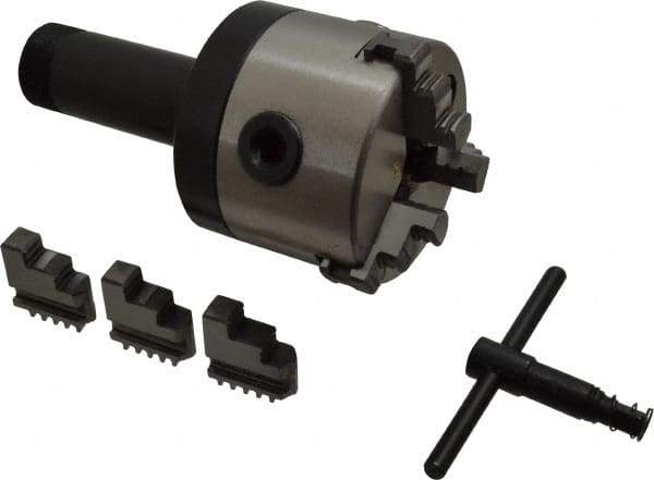 Interstate - 3 Jaws, 3" Diam, Self Centering Manual Lathe Chuck - 5C Mount Spindle, 0.765" Through Hole Diam, Cast Iron - USA Tool & Supply