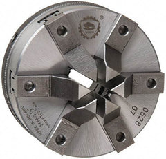 Bison - 6 Jaws, 3" Diam, Self Centering Manual Lathe Chuck - Plain Back Mount Spindle, 1,600 Max RPM, 0.9449" Through Hole Diam, 0.0006" Axial Runout, Forged Steel - USA Tool & Supply