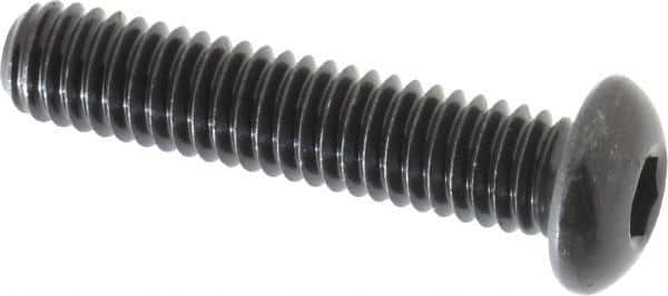 Made in USA - 5/16-18 UNC Hex Socket Drive, Button Screw - Alloy Steel, Black Oxide Finish, Fully Threaded, 1-1/2" Length Under Head - USA Tool & Supply