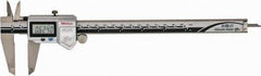 Mitutoyo - 0 to 200mm Range, 0.01mm Resolution, IP67 Electronic Caliper - Stainless Steel with 50mm Stainless Steel Jaws, 0.001" Accuracy - USA Tool & Supply