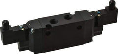 Parker - 4-Way Body Ported Stacking Solenoid Valve - 24 VDC, 1.4 CV Rate, 7.51" Long - USA Tool & Supply