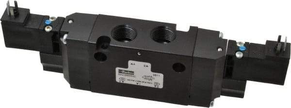Parker - 4-Way Body Ported Stacking Solenoid Valve - 120 VAC, 1.4 CV Rate, 7.51" Long - USA Tool & Supply