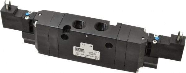 Parker - 4-Way Body Ported Stacking Solenoid Valve - 24 VDC, 1.1 CV Rate, 8.45" Long - USA Tool & Supply