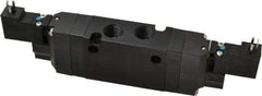 Parker - 4-Way Body Ported Stacking Solenoid Valve - 120 VAC, 1.1 CV Rate, 8.45" Long - USA Tool & Supply
