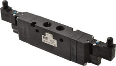 Parker - 3/8", 4-Way Body Ported Stacking Solenoid Valve - 24 VDC, 2.1 CV Rate, 9.35" Long - USA Tool & Supply