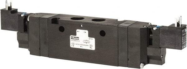Parker - 4-Way Body Ported Stacking Solenoid Valve - 120 VAC, 2.1 CV Rate, 9.35" Long - USA Tool & Supply