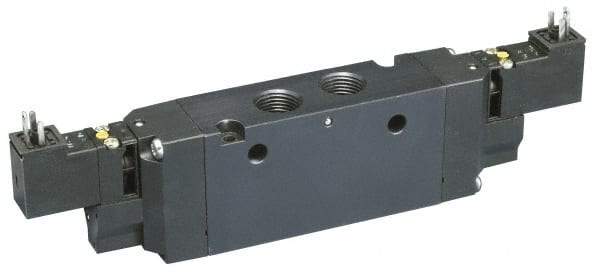 Parker - 4-Way Body Ported Stacking Solenoid Valve - 24 VDC, 5.7 CV Rate, 11.29" Long - USA Tool & Supply