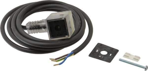 Parker - Solenoid Valve Lighted 3 Pin Connector - 30mm x 6 Ft. Cord - USA Tool & Supply