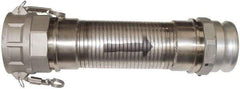 Kuriyama of America - 180" OAL, 3" ID, Flexible Metal Hose Assembly - 3" Fitting, Part A Adapter x Part D Coupler End Connections, Aluminum Fitting, 304 Stainless Steel Hose - USA Tool & Supply