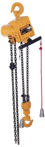 Harrington Hoist - 1/2 Ton Load Limit, 10' Max Height Top Hook Air Hoist - 37 FPM Lift Speed, 18.2" Min Headroom, Pull Cord Control - USA Tool & Supply