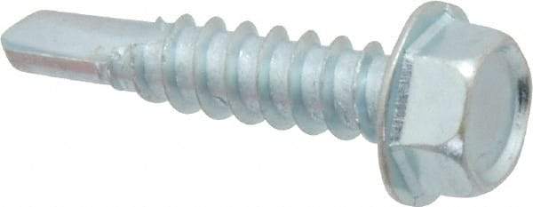 Value Collection - #12, Hex Washer Head, Hex Drive, 1" Length Under Head, #3 Point, Self Drilling Screw - Grade 2 Steel, Zinc-Plated Finish - USA Tool & Supply