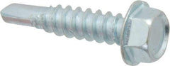 Value Collection - #12, Hex Washer Head, Hex Drive, 1" Length Under Head, #3 Point, Self Drilling Screw - Grade 2 Steel, Zinc-Plated Finish - USA Tool & Supply