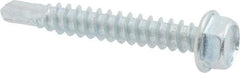 Value Collection - #12, Hex Washer Head, Hex Drive, 1-1/2" Length Under Head, #3 Point, Self Drilling Screw - Grade 2 Steel, Zinc-Plated Finish - USA Tool & Supply