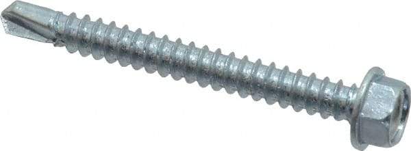 Value Collection - #12, Hex Washer Head, Hex Drive, 2" Length Under Head, #3 Point, Self Drilling Screw - Grade 2 Steel, Zinc-Plated Finish - USA Tool & Supply