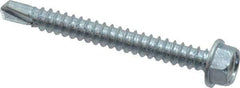 Value Collection - #12, Hex Washer Head, Hex Drive, 2" Length Under Head, #3 Point, Self Drilling Screw - Grade 2 Steel, Zinc-Plated Finish - USA Tool & Supply