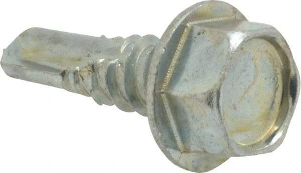 Value Collection - #14, Hex Washer Head, Hex Drive, 3/4" Length Under Head, #3 Point, Self Drilling Screw - Grade 2 Steel, Zinc-Plated Finish - USA Tool & Supply