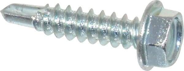 Value Collection - #8, Hex Washer Head, Hex Drive, 3/4" Length Under Head, #2 Point, Self Drilling Screw - Grade 2 Steel, Zinc-Plated Finish - USA Tool & Supply