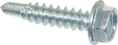 Value Collection - #8, Hex Washer Head, Hex Drive, 3/4" Length Under Head, #2 Point, Self Drilling Screw - Grade 2 Steel, Zinc-Plated Finish - USA Tool & Supply