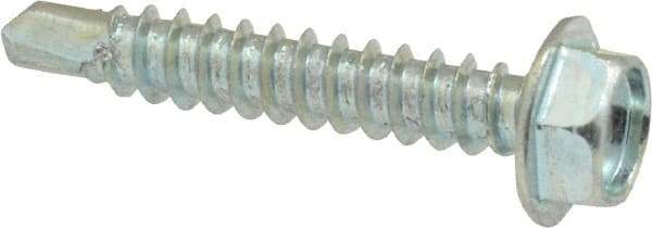 Value Collection - #8, Hex Washer Head, Hex Drive, 1" Length Under Head, #2 Point, Self Drilling Screw - Grade 2 Steel, Zinc-Plated Finish - USA Tool & Supply