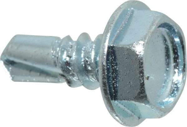 Value Collection - #10, Hex Washer Head, Hex Drive, 1/2" Length Under Head, #3 Point, Self Drilling Screw - Grade 2 Steel, Zinc-Plated Finish - USA Tool & Supply