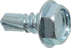 Value Collection - #10, Hex Washer Head, Hex Drive, 1/2" Length Under Head, #3 Point, Self Drilling Screw - Grade 2 Steel, Zinc-Plated Finish - USA Tool & Supply