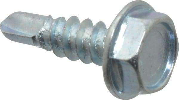 Value Collection - #10, Hex Washer Head, Hex Drive, 5/8" Length Under Head, #3 Point, Self Drilling Screw - Grade 2 Steel, Zinc-Plated Finish - USA Tool & Supply