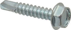 Value Collection - #10, Hex Washer Head, Hex Drive, 1" Length Under Head, #3 Point, Self Drilling Screw - Grade 2 Steel, Zinc-Plated Finish - USA Tool & Supply
