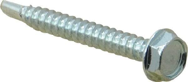 Value Collection - #10, Hex Washer Head, Hex Drive, 1-1/2" Length Under Head, #3 Point, Self Drilling Screw - Grade 2 Steel, Zinc-Plated Finish - USA Tool & Supply