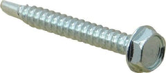 Value Collection - #10, Hex Washer Head, Hex Drive, 1-1/2" Length Under Head, #3 Point, Self Drilling Screw - Grade 2 Steel, Zinc-Plated Finish - USA Tool & Supply