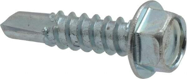 Value Collection - #12, Hex Washer Head, Hex Drive, 3/4" Length Under Head, #3 Point, Self Drilling Screw - Grade 2 Steel, Zinc-Plated Finish - USA Tool & Supply