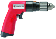 #UT8895 - 3/8" Non-Reversing - Air Powered Drill - Handle Exhaust - USA Tool & Supply