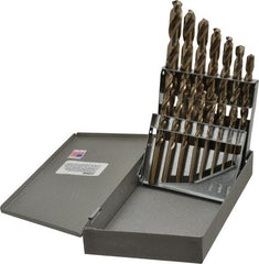 Triumph Twist Drill - 1/16 to 1/2", 135° Point, Gold Finish, Cobalt Jobber Length Drill Bit Set - USA Tool & Supply