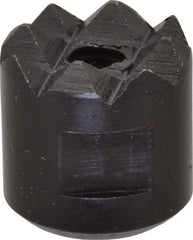 Fairlane - 10-32 Thread, 1/2" Diam, 1/2" High, Threaded, Coarse Tooth Grade Diamond Serration Tooth Pattern, High Speed Steel, Round Positioning Gripper - 3/16" Flat Width, Black Oxide Coated - USA Tool & Supply