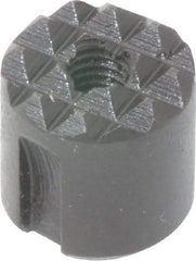 Fairlane - 10-32 Thread, 1/2" Diam, 1/2" High, Threaded, Fine Tooth Grade Diamond Serration Tooth Pattern, High Speed Steel, Round Positioning Gripper - 0.13" Flat Width, Black Oxide Coated - USA Tool & Supply